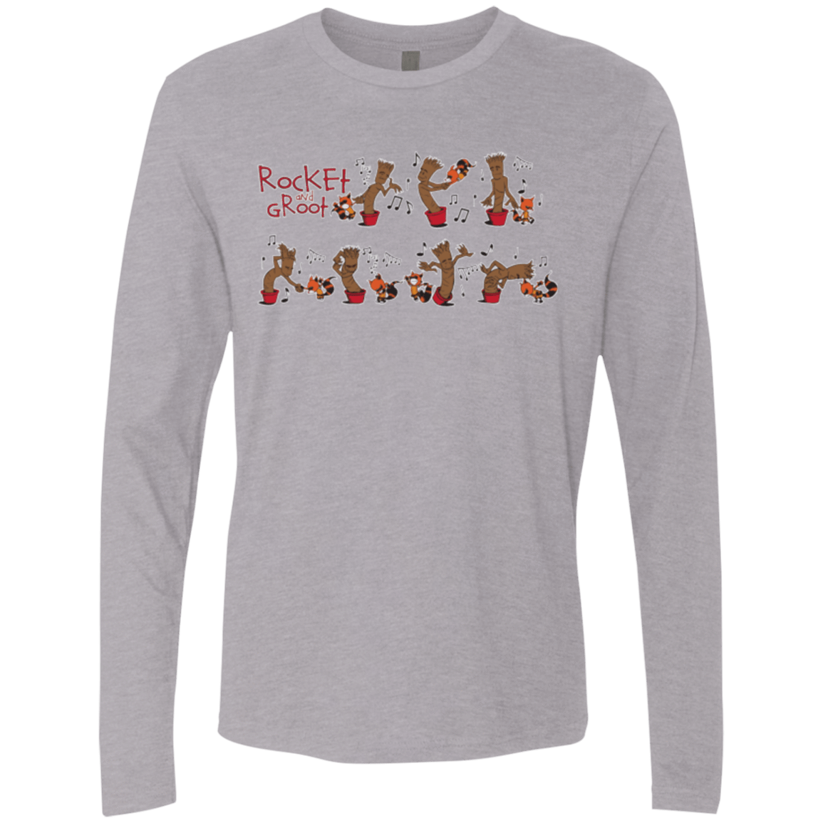 T-Shirts Heather Grey / Small Rocket and Groot Men's Premium Long Sleeve