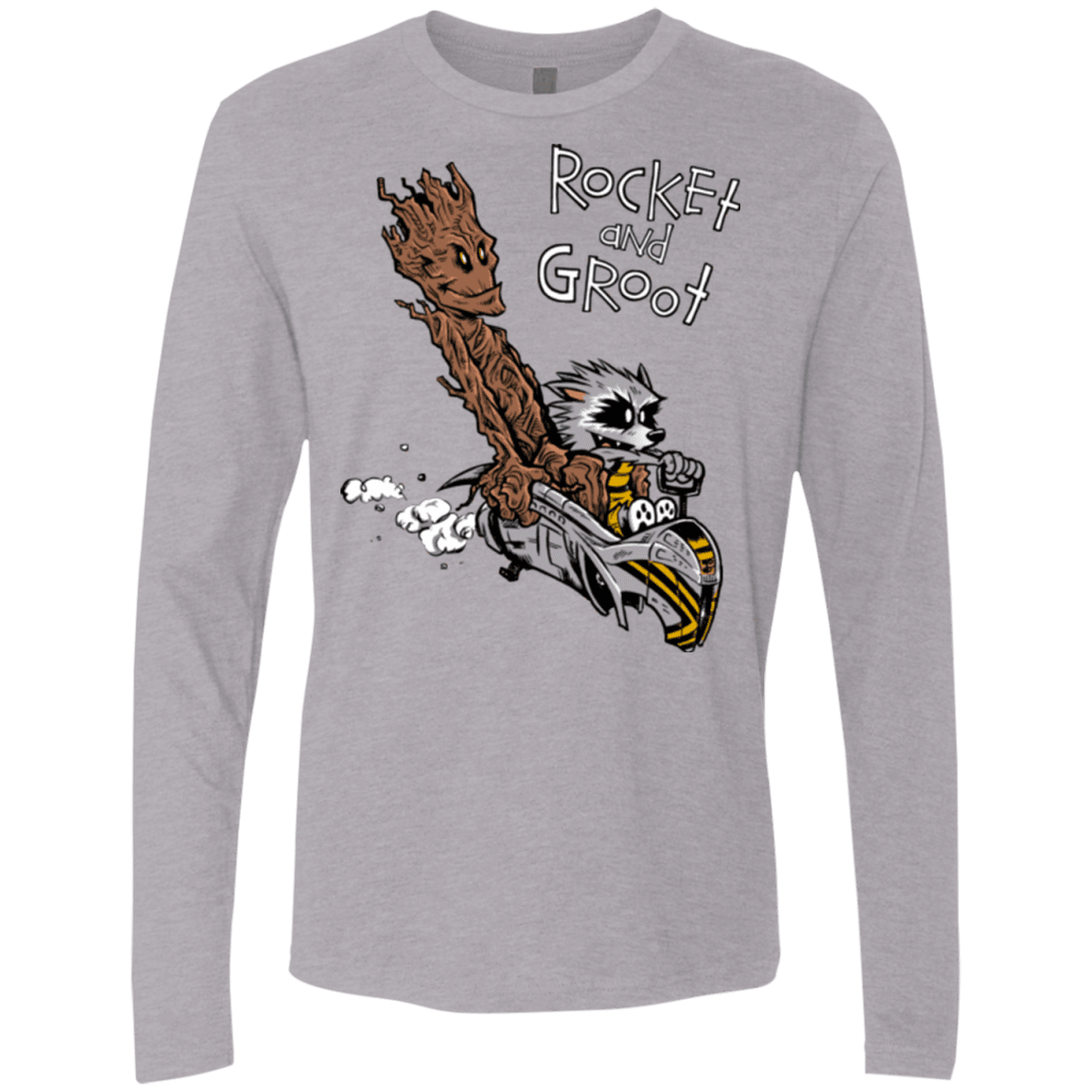 T-Shirts Heather Grey / Small Rocket and Groot Men's Premium Long Sleeve