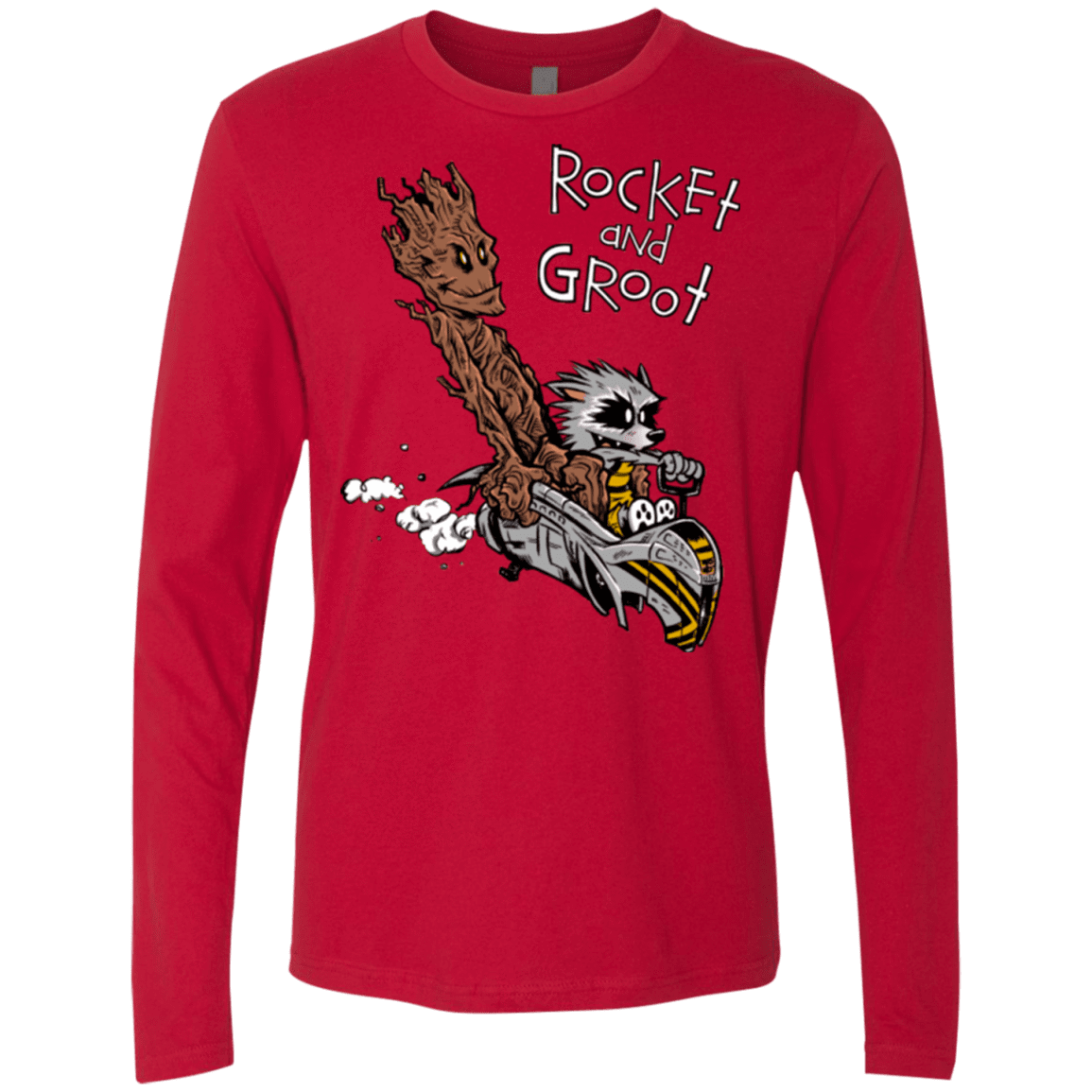 T-Shirts Red / Small Rocket and Groot Men's Premium Long Sleeve