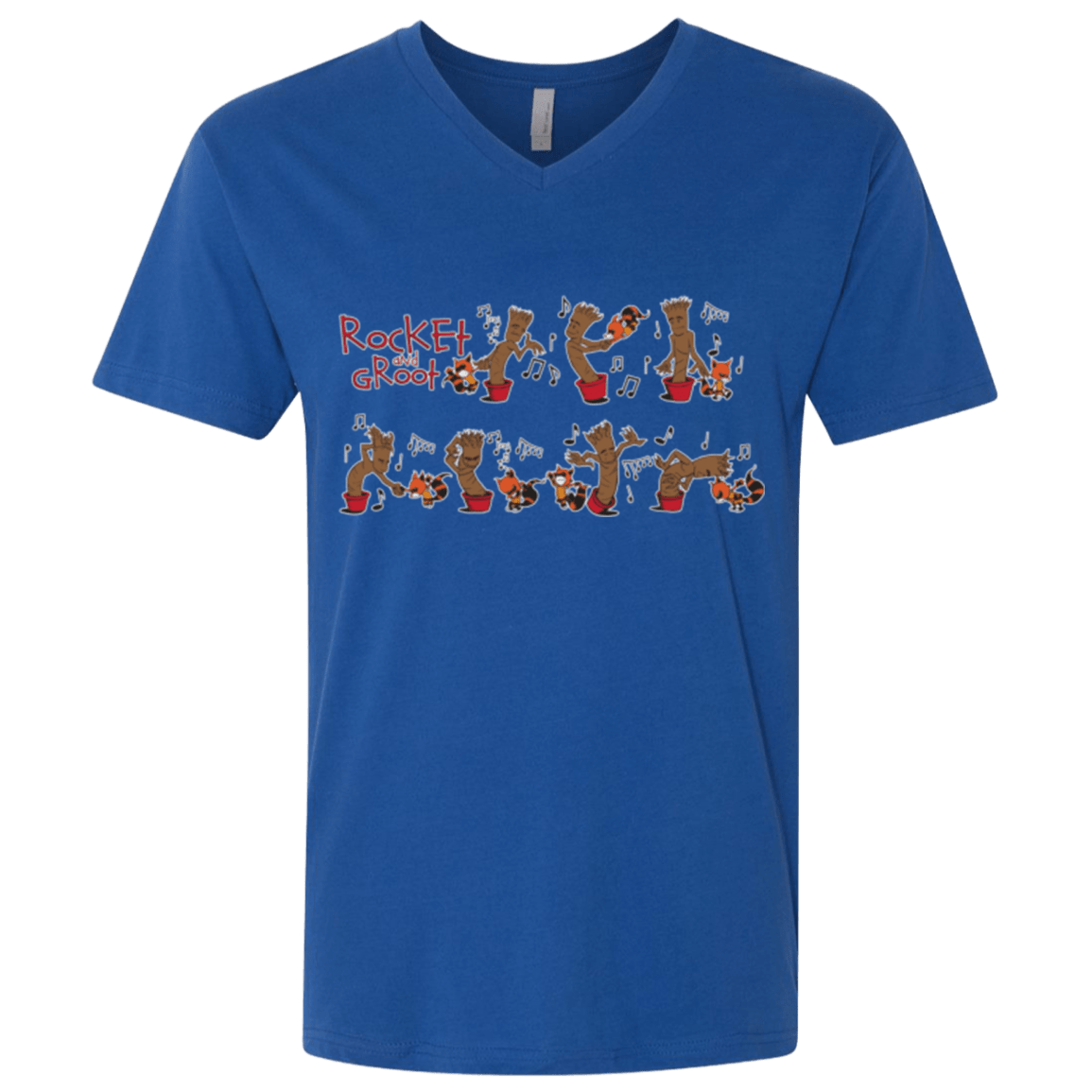 T-Shirts Royal / X-Small Rocket and Groot Men's Premium V-Neck