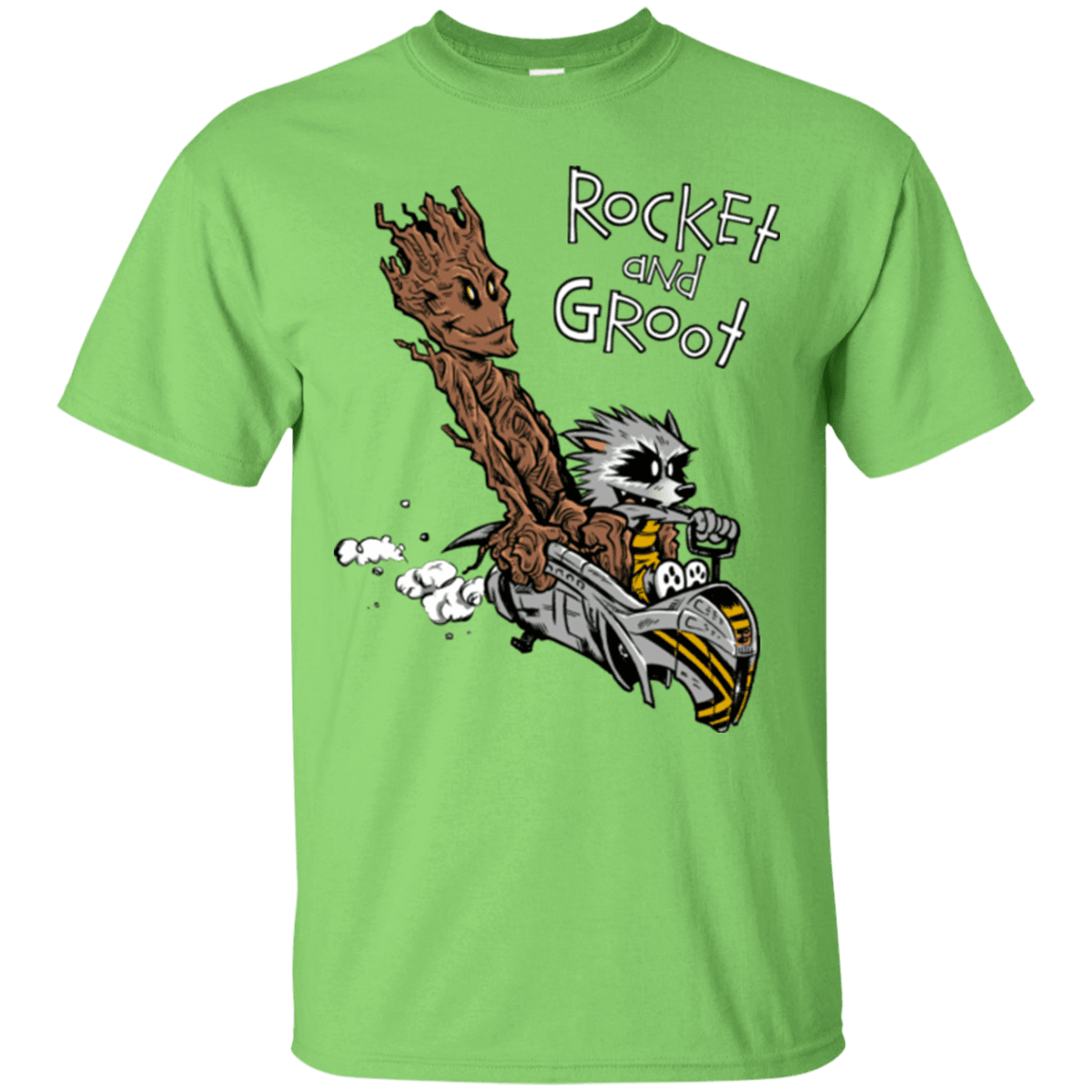 T-Shirts Lime / Small Rocket and Groot T-Shirt
