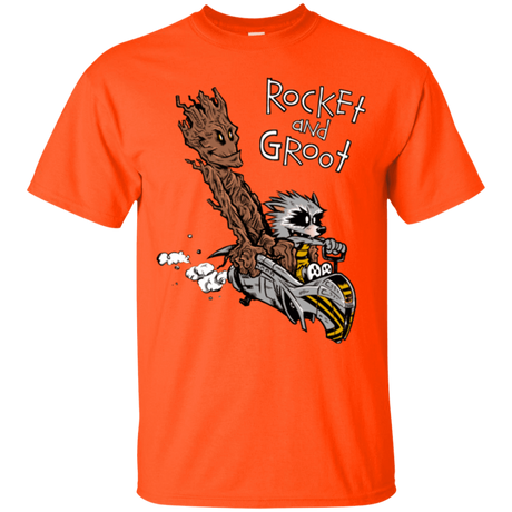 T-Shirts Orange / Small Rocket and Groot T-Shirt