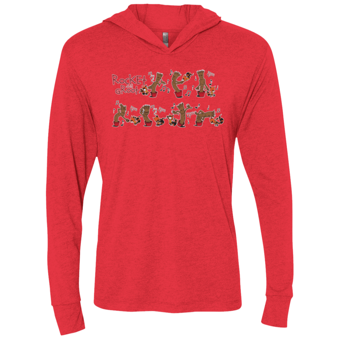 T-Shirts Vintage Red / X-Small Rocket and Groot Triblend Long Sleeve Hoodie Tee