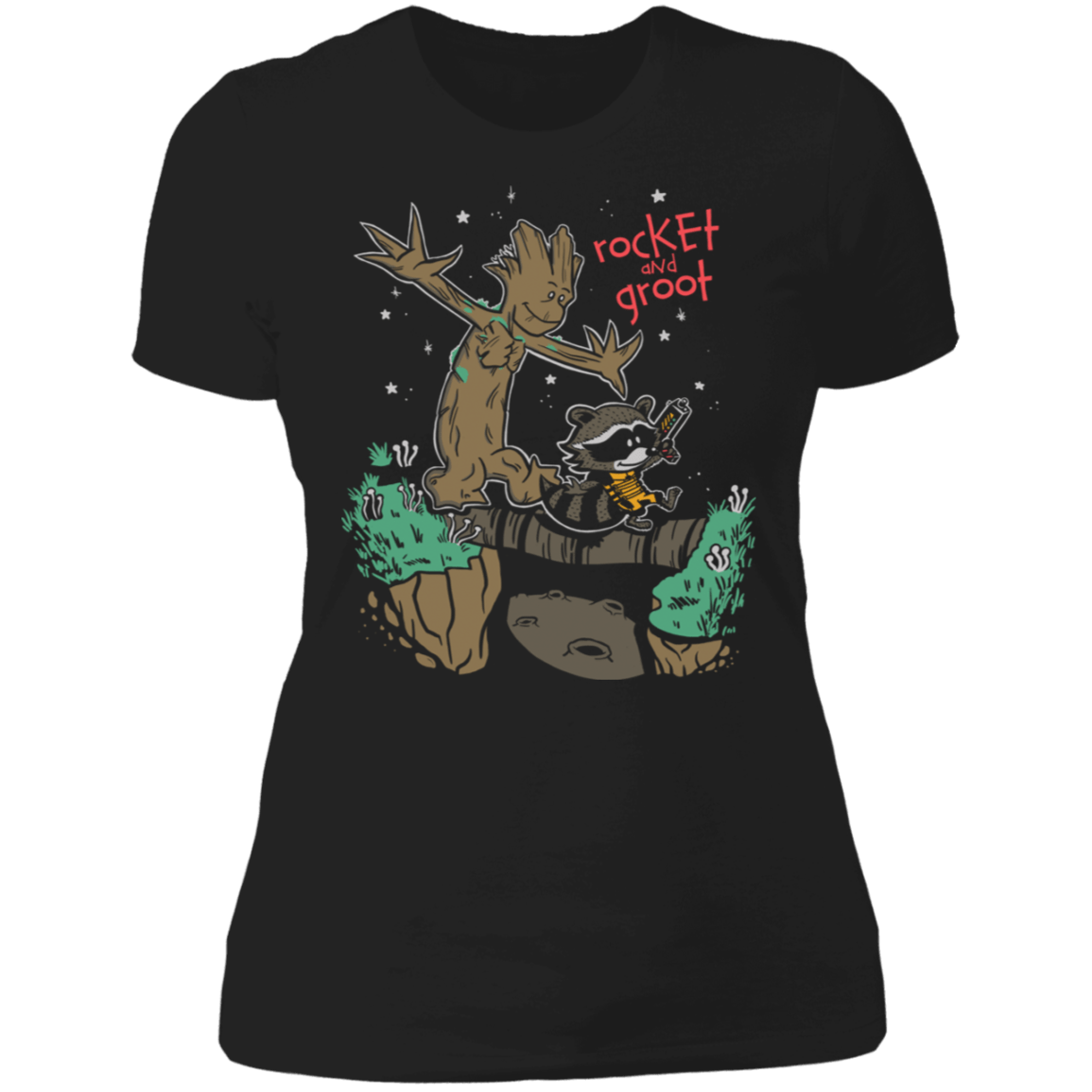T-Shirts Black / X-Small Rocket and Groot Women's Premium T-Shirt
