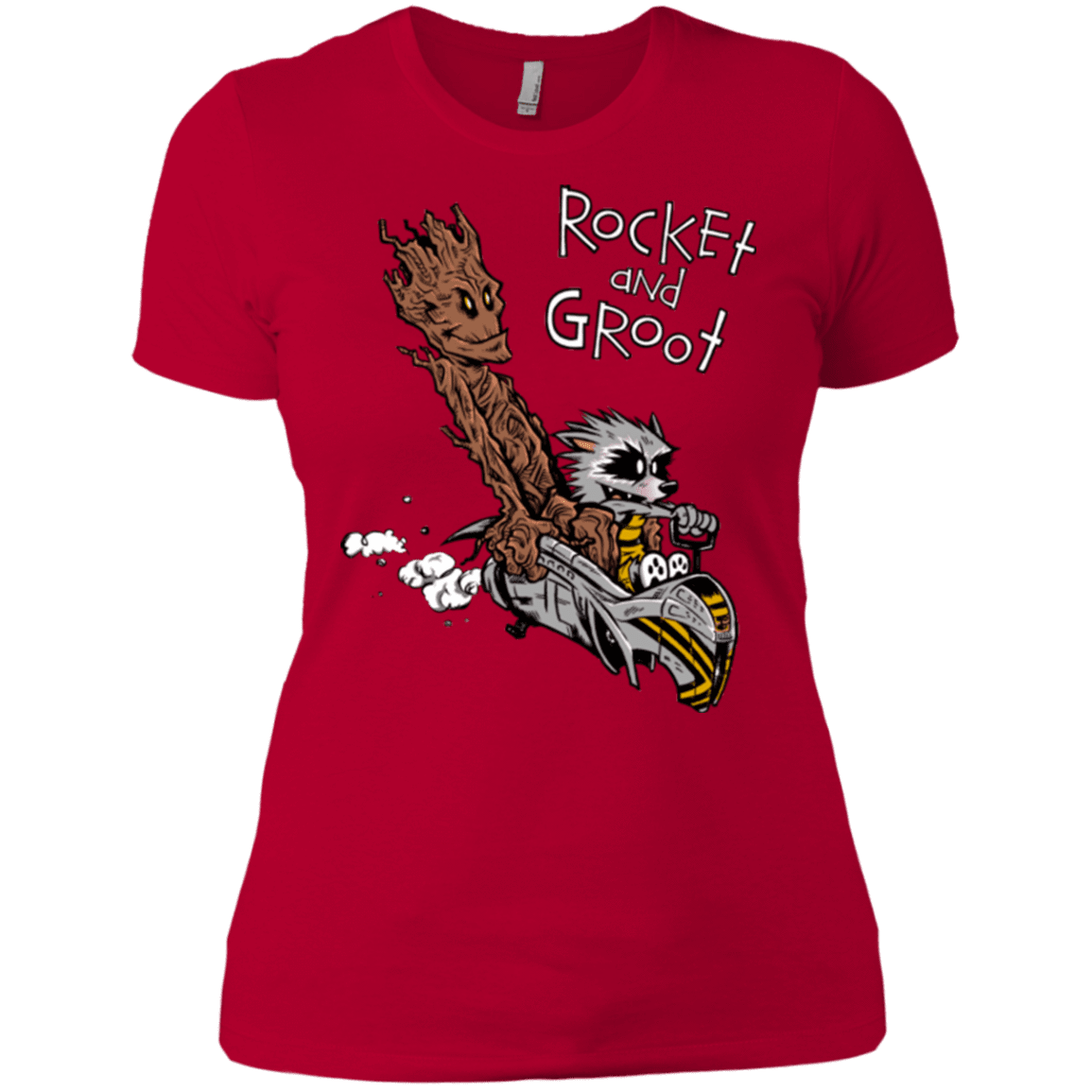 T-Shirts Red / X-Small Rocket and Groot Women's Premium T-Shirt