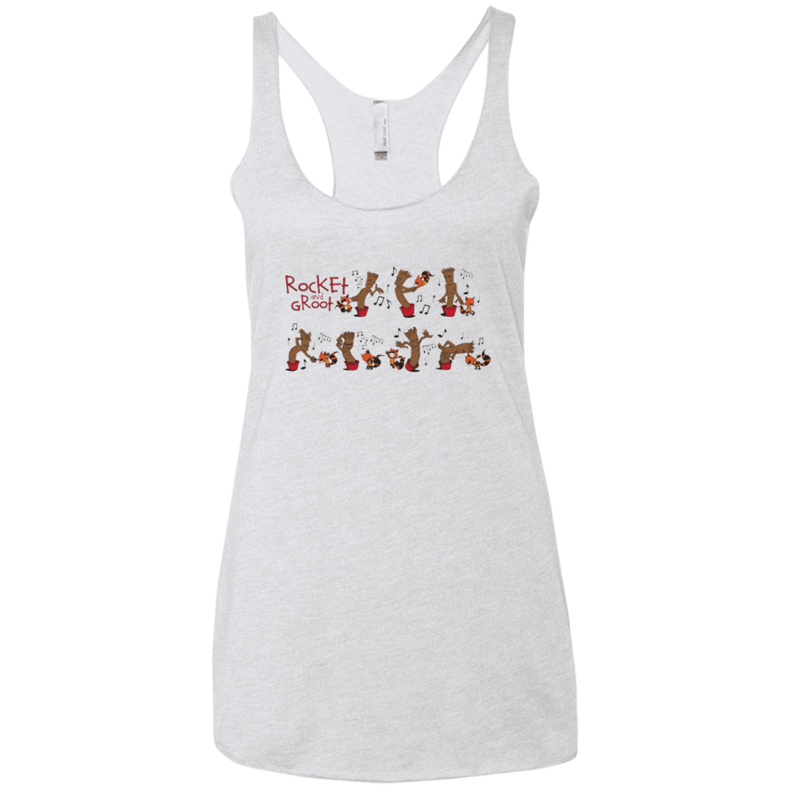 T-Shirts Heather White / X-Small Rocket and Groot Women's Triblend Racerback Tank