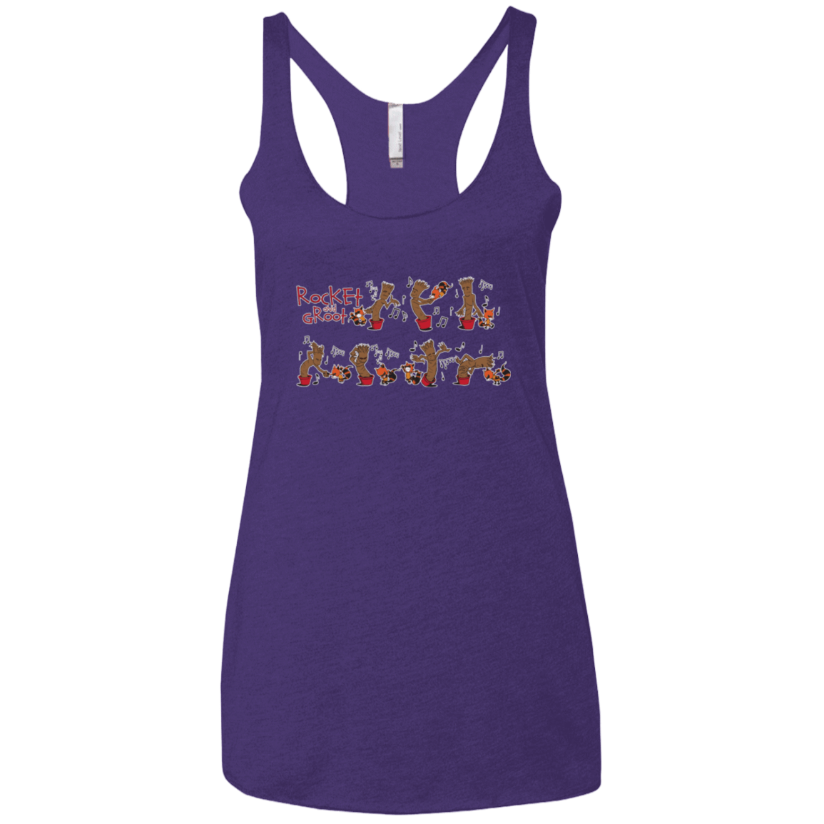T-Shirts Purple / X-Small Rocket and Groot Women's Triblend Racerback Tank