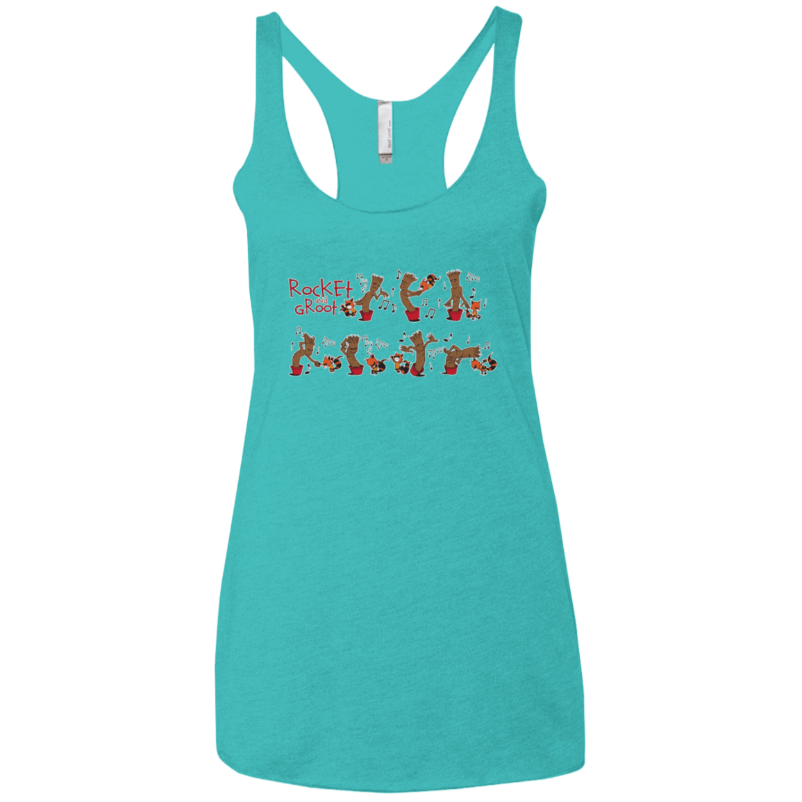 T-Shirts Tahiti Blue / X-Small Rocket and Groot Women's Triblend Racerback Tank