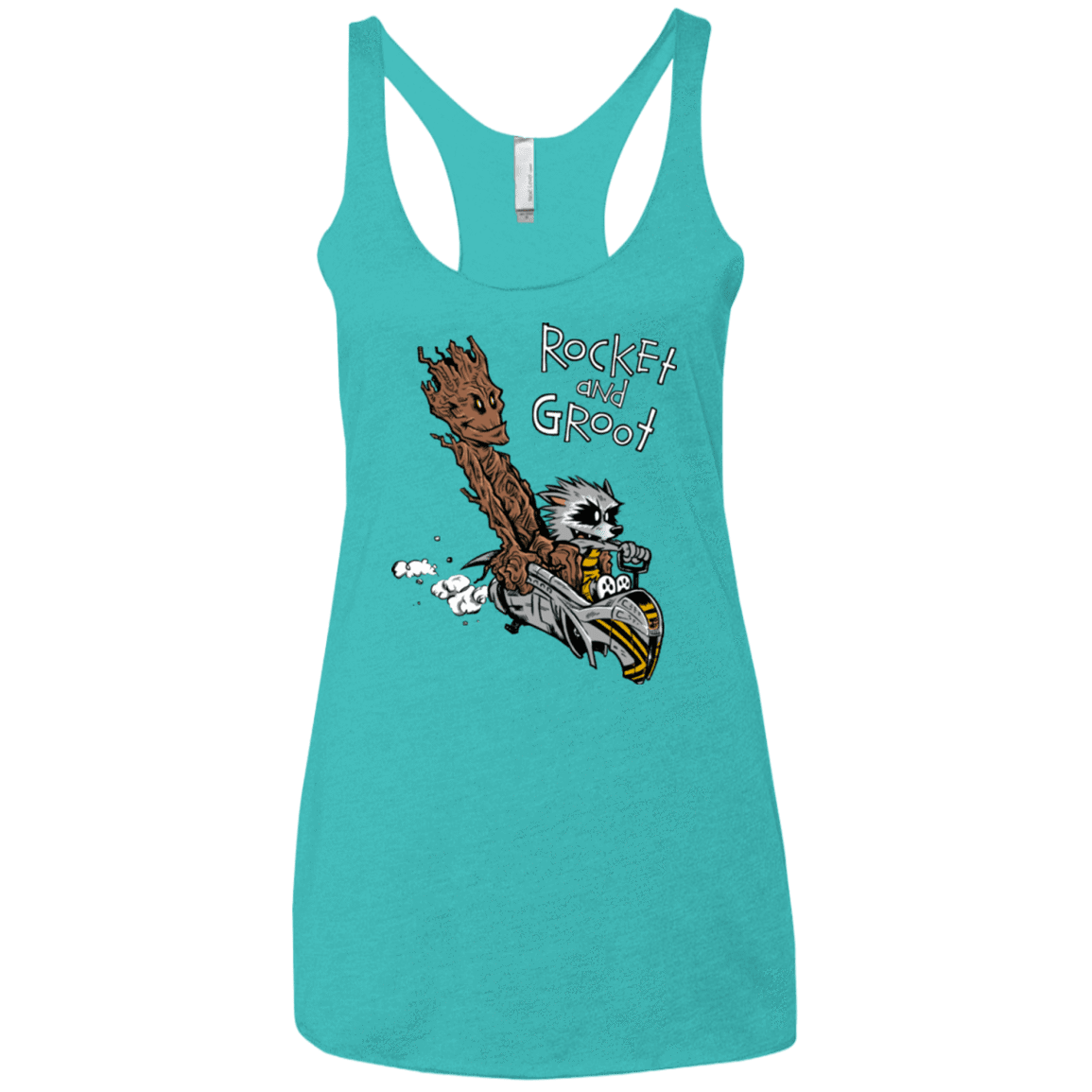 T-Shirts Tahiti Blue / X-Small Rocket and Groot Women's Triblend Racerback Tank