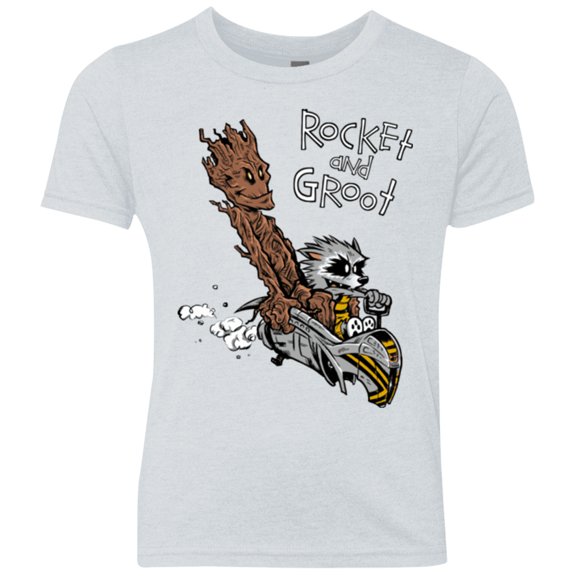 T-Shirts Heather White / YXS Rocket and Groot Youth Triblend T-Shirt