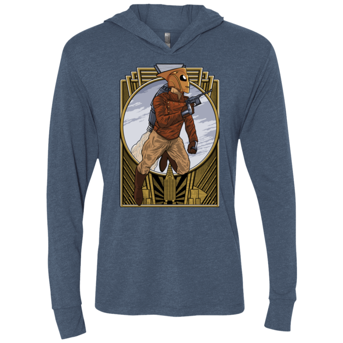 T-Shirts Indigo / X-Small Rocket Man Triblend Long Sleeve Hoodie Tee
