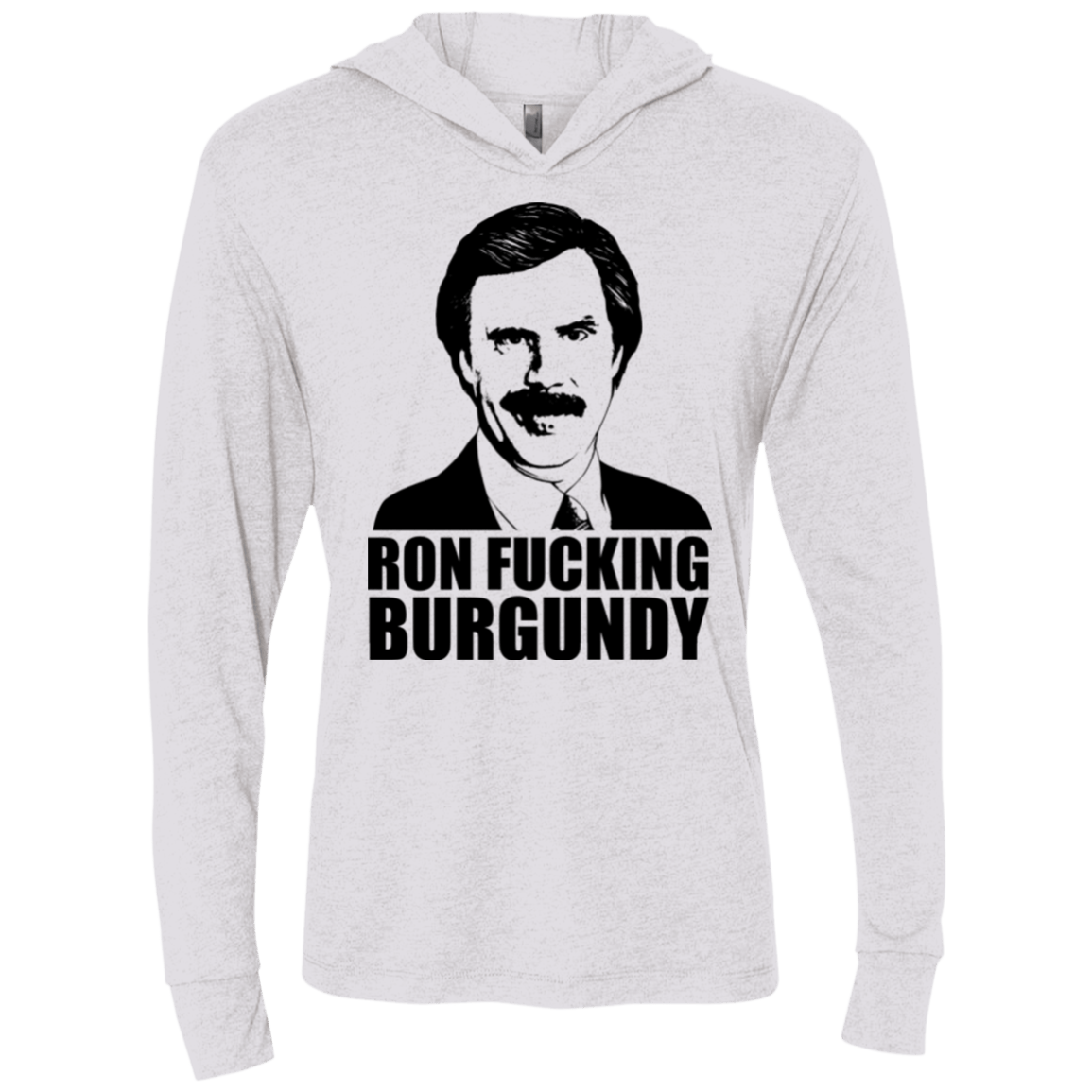 T-Shirts Heather White / X-Small Ron Fucking Burgundy Triblend Long Sleeve Hoodie Tee