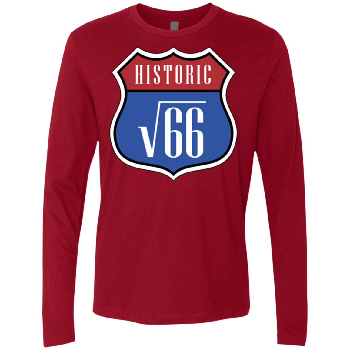 T-Shirts Cardinal / Small Route v66 Men's Premium Long Sleeve