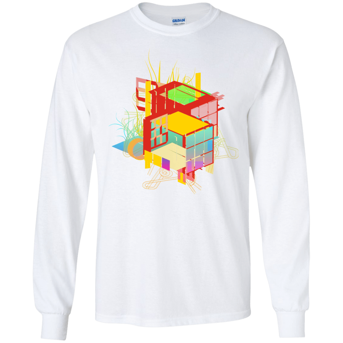 T-Shirts White / S Rubik's Building Men's Long Sleeve T-Shirt