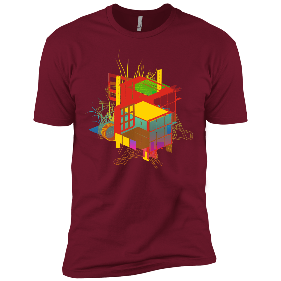 T-Shirts Cardinal / X-Small Rubik's Building Men's Premium T-Shirt