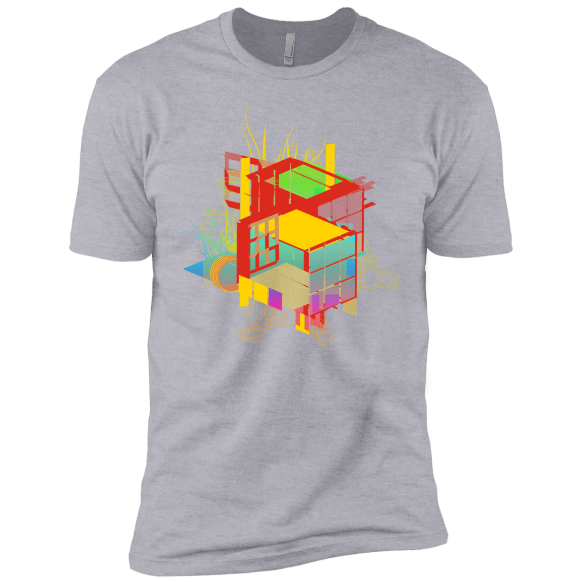 T-Shirts Heather Grey / X-Small Rubik's Building Men's Premium T-Shirt