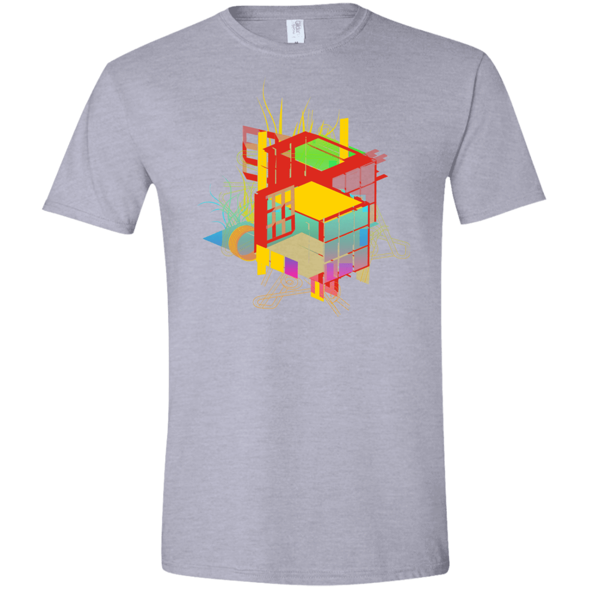 T-Shirts Sport Grey / X-Small Rubik's Building Men's Semi-Fitted Softstyle