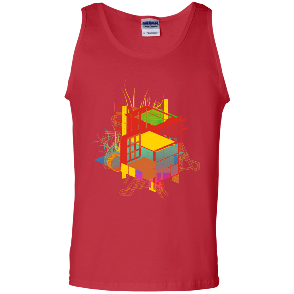 T-Shirts Red / S Rubik's Building Men's Tank Top