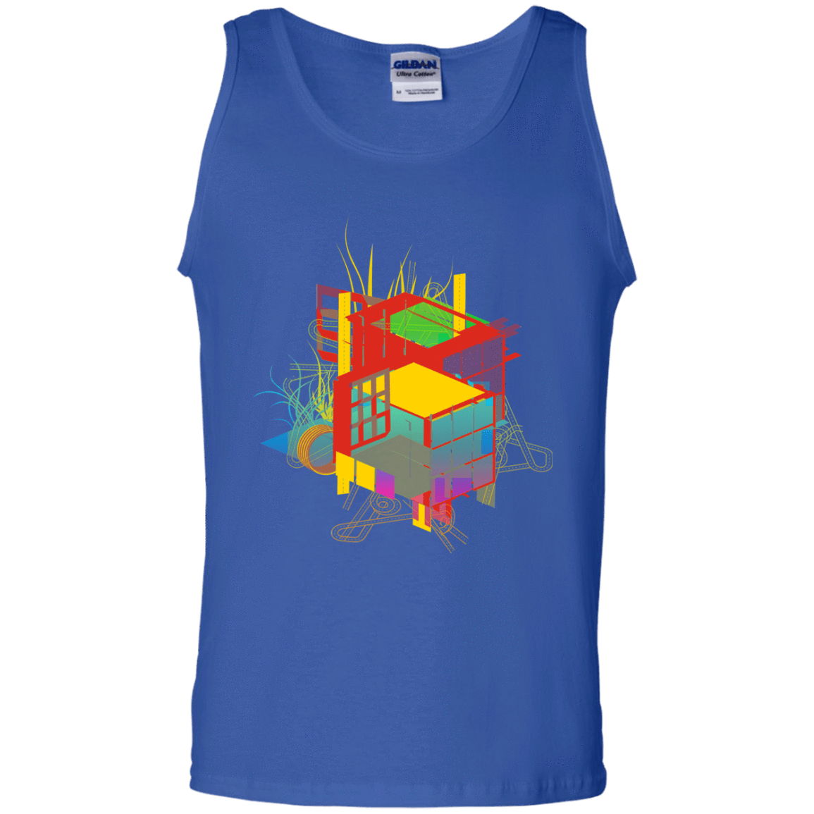 T-Shirts Royal / S Rubik's Building Men's Tank Top
