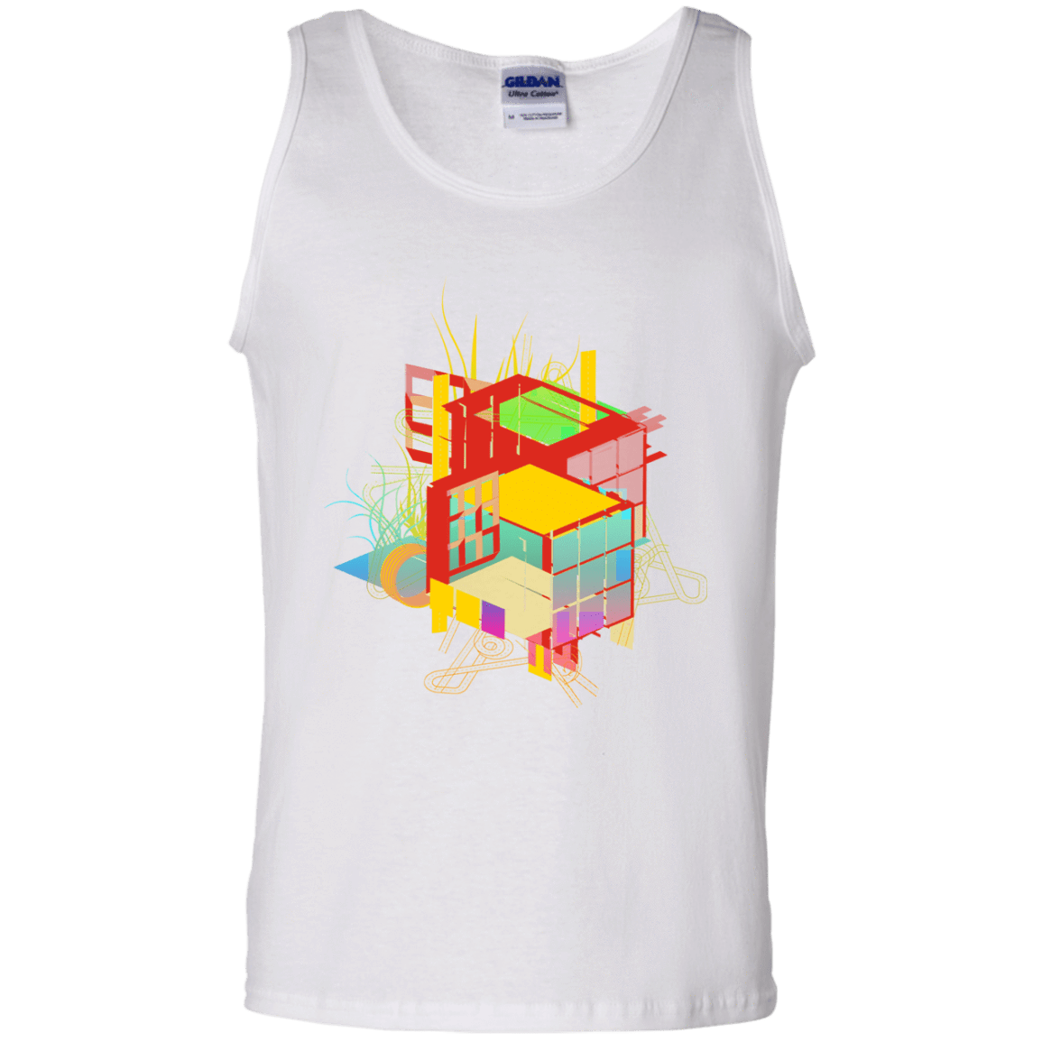 T-Shirts White / S Rubik's Building Men's Tank Top