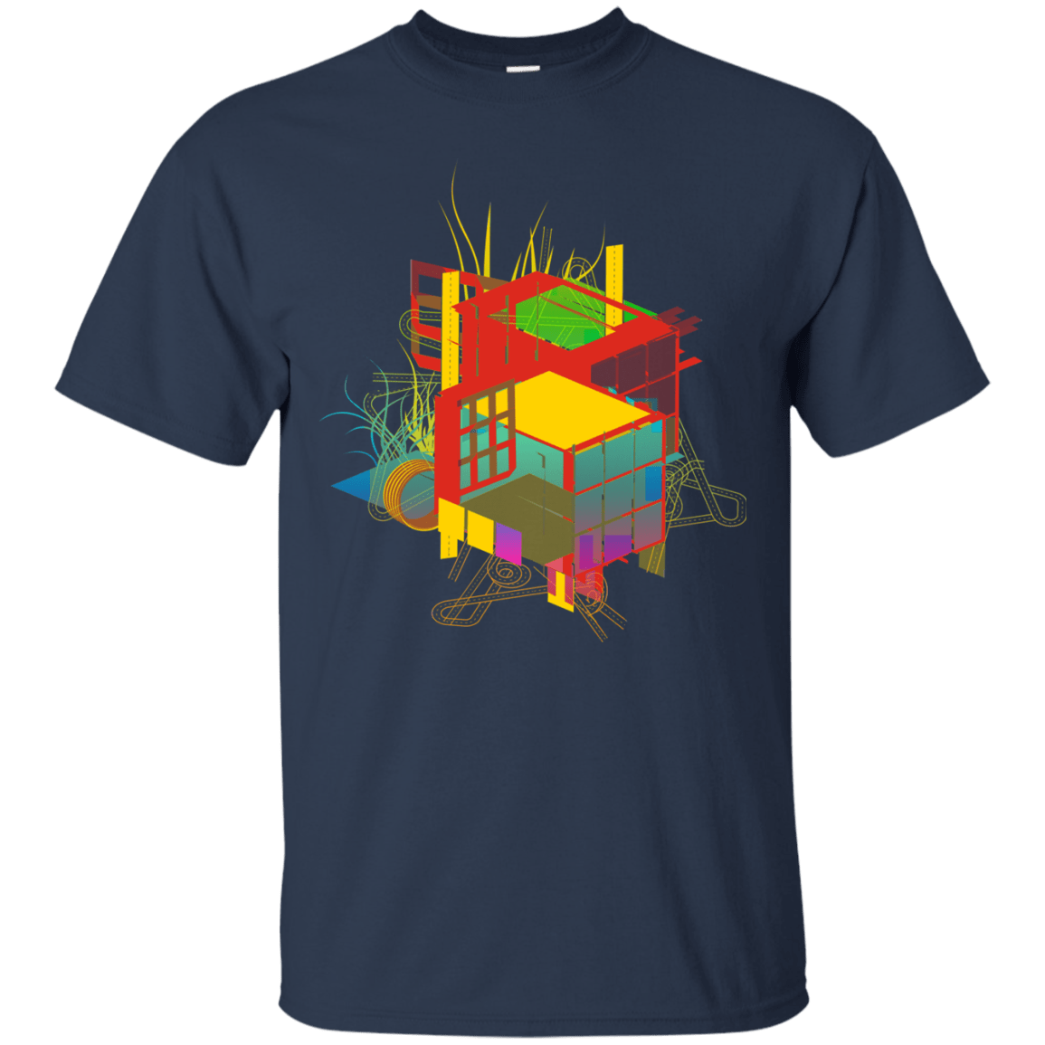 T-Shirts Navy / S Rubik's Building T-Shirt