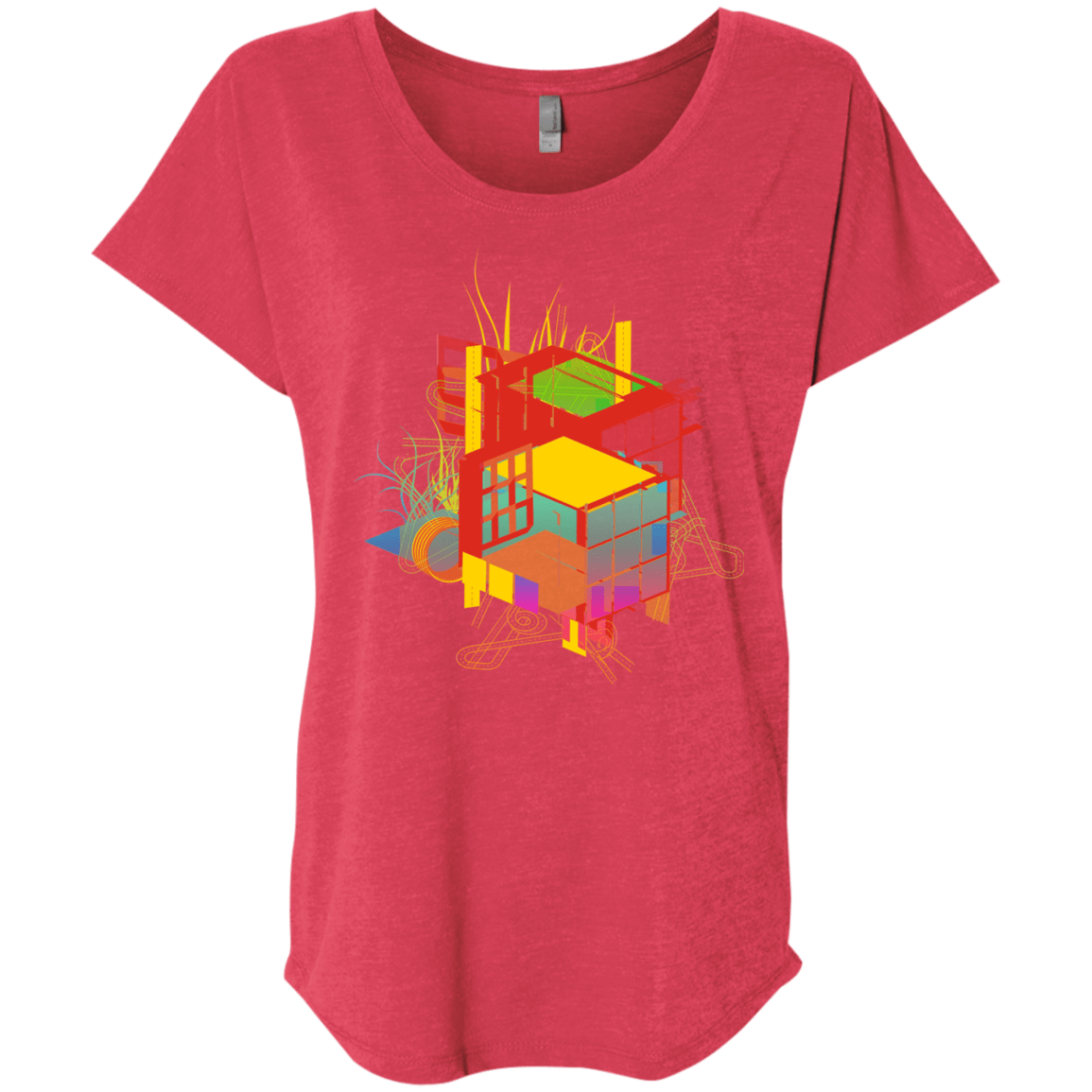 T-Shirts Vintage Red / X-Small Rubik's Building Triblend Dolman Sleeve