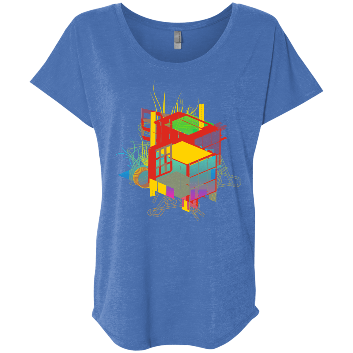 T-Shirts Vintage Royal / X-Small Rubik's Building Triblend Dolman Sleeve