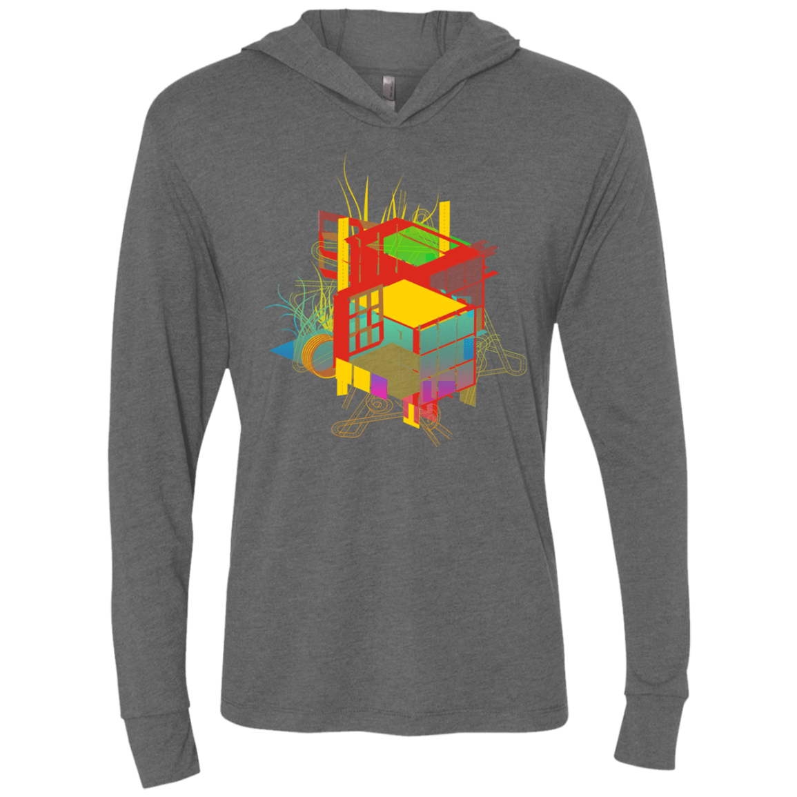 T-Shirts Premium Heather / X-Small Rubik's Building Triblend Long Sleeve Hoodie Tee