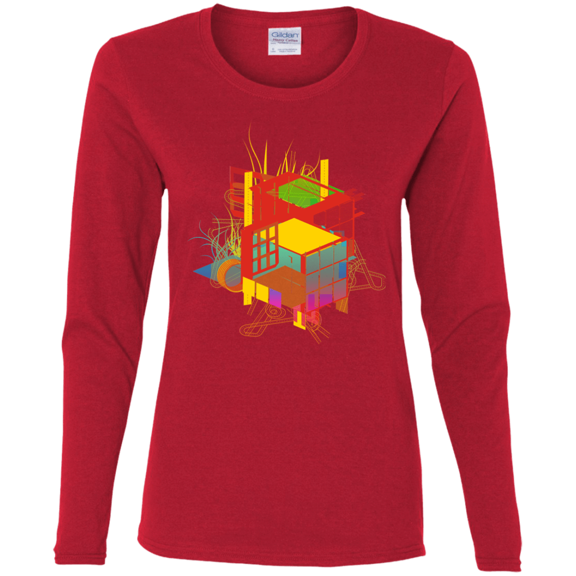 T-Shirts Red / S Rubik's Building Women's Long Sleeve T-Shirt