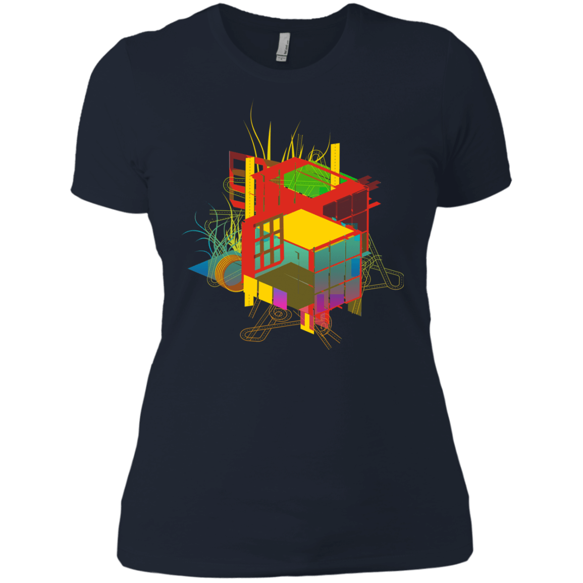 T-Shirts Midnight Navy / X-Small Rubik's Building Women's Premium T-Shirt