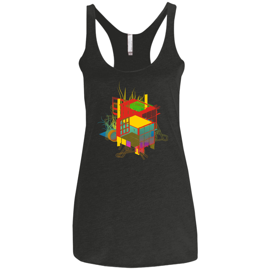 T-Shirts Vintage Black / X-Small Rubik's Building Women's Triblend Racerback Tank