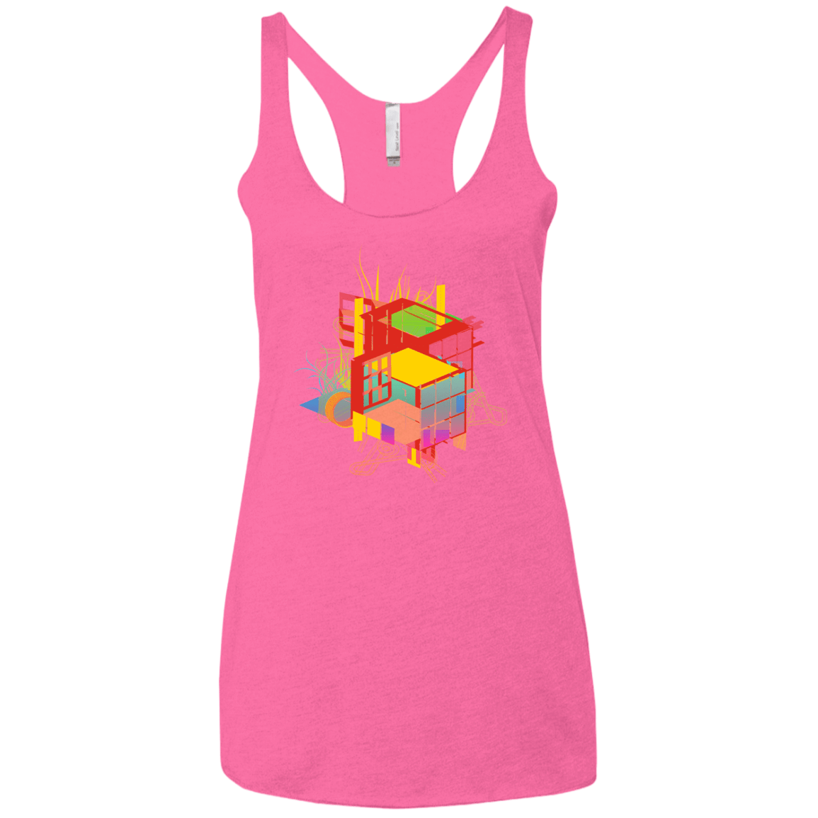 T-Shirts Vintage Pink / X-Small Rubik's Building Women's Triblend Racerback Tank