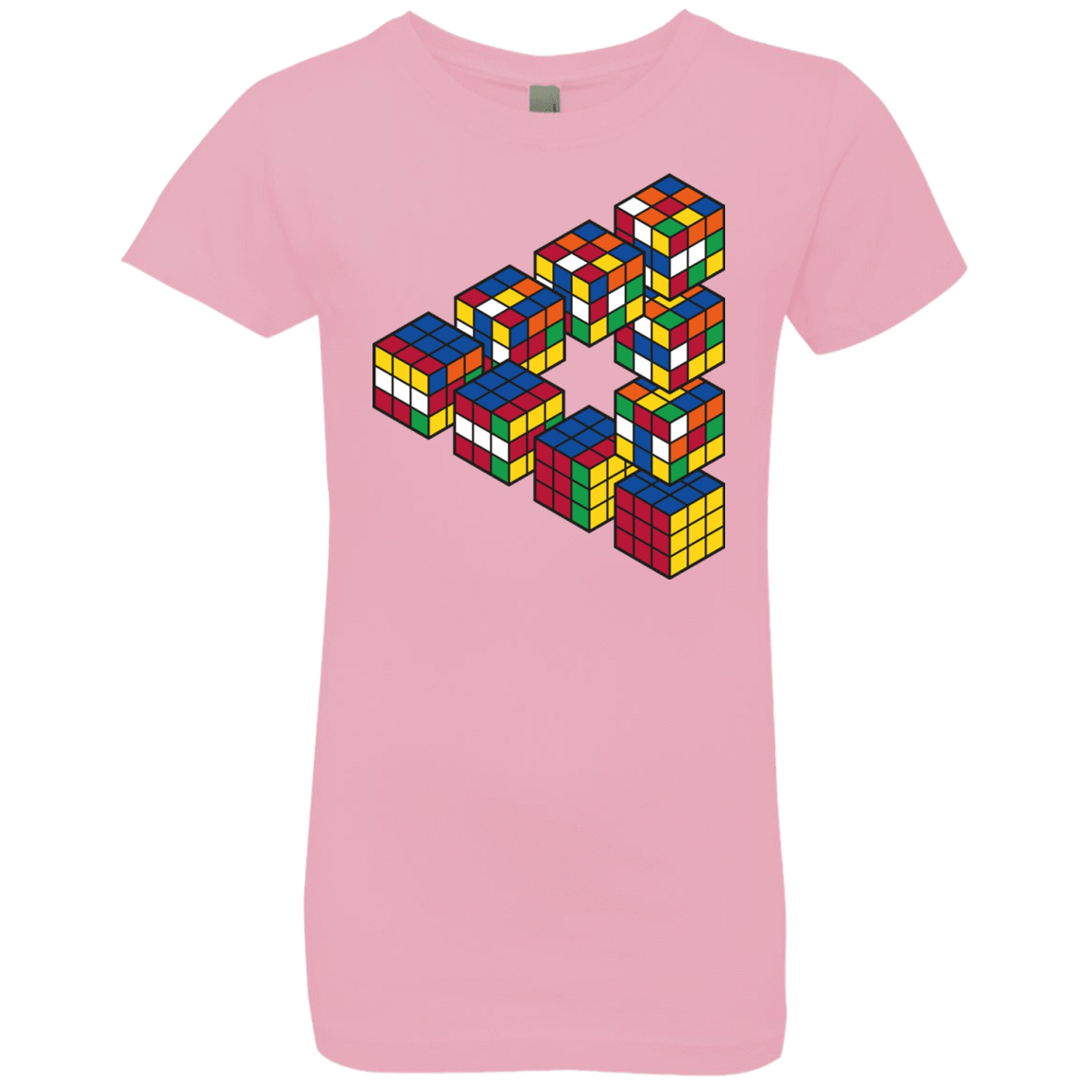 T-Shirts Light Pink / YXS Rubiks Cube Penrose Triangle Girls Premium T-Shirt