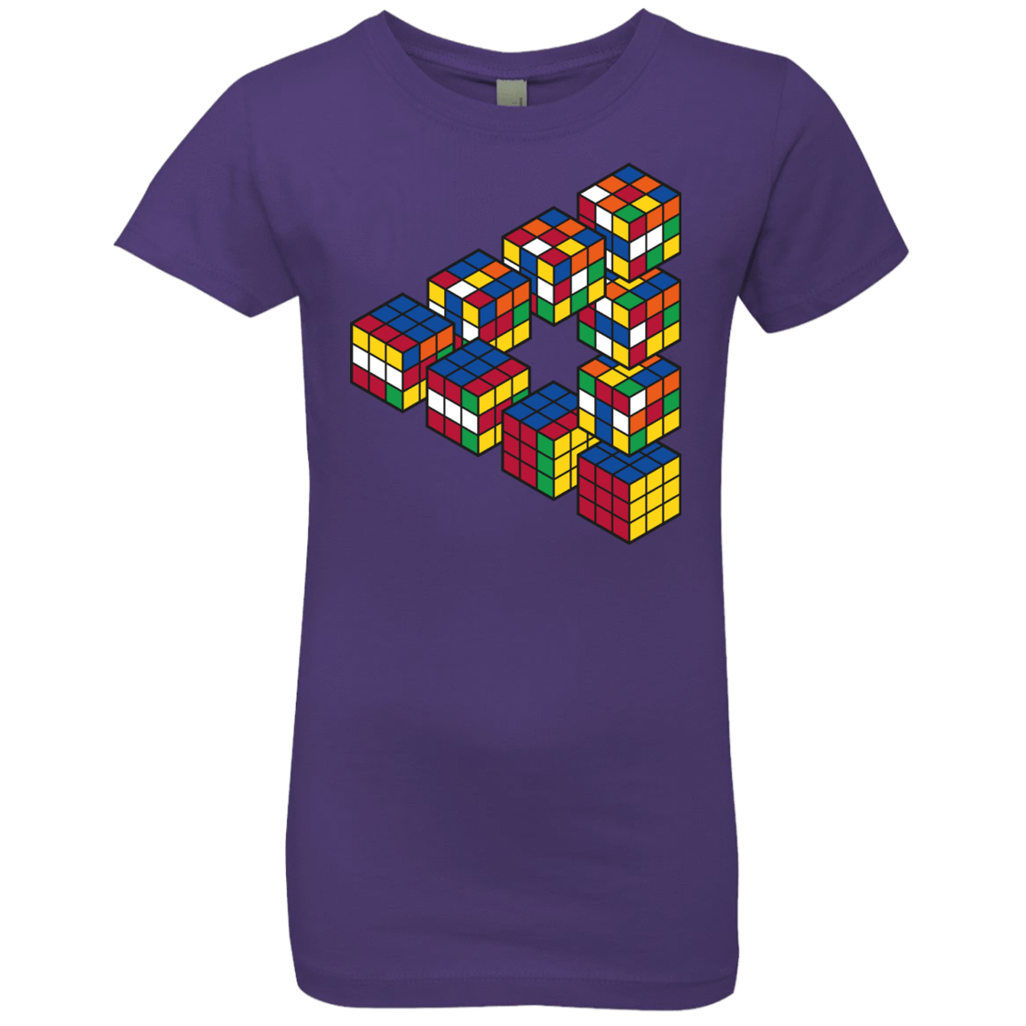 T-Shirts Purple Rush / YXS Rubiks Cube Penrose Triangle Girls Premium T-Shirt