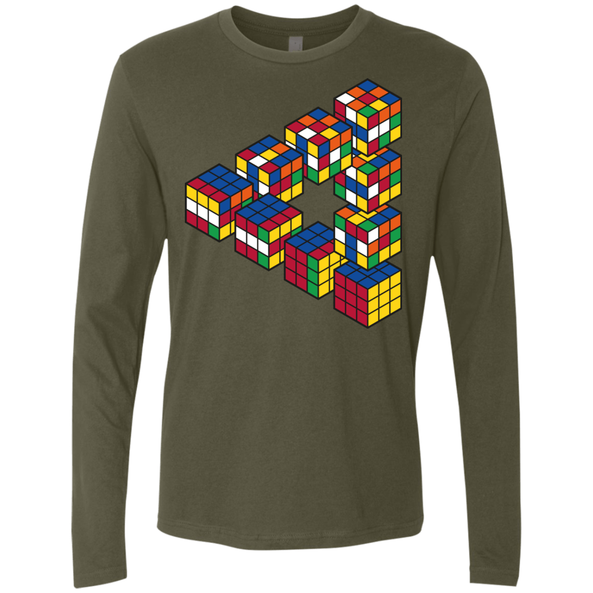 Rubiks Cube Penrose Triangle Men's Premium Long Sleeve