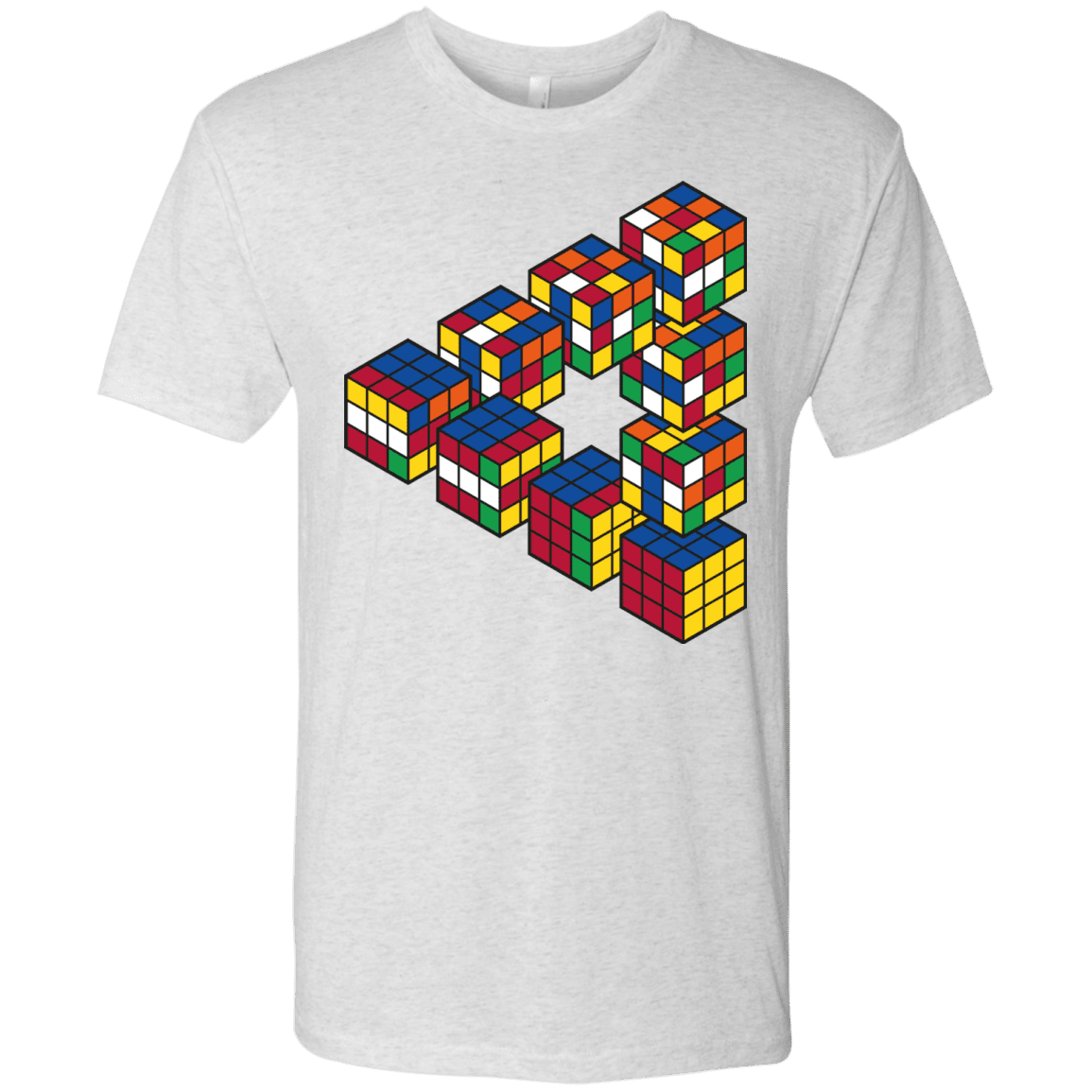 T-Shirts Heather White / S Rubiks Cube Penrose Triangle Men's Triblend T-Shirt