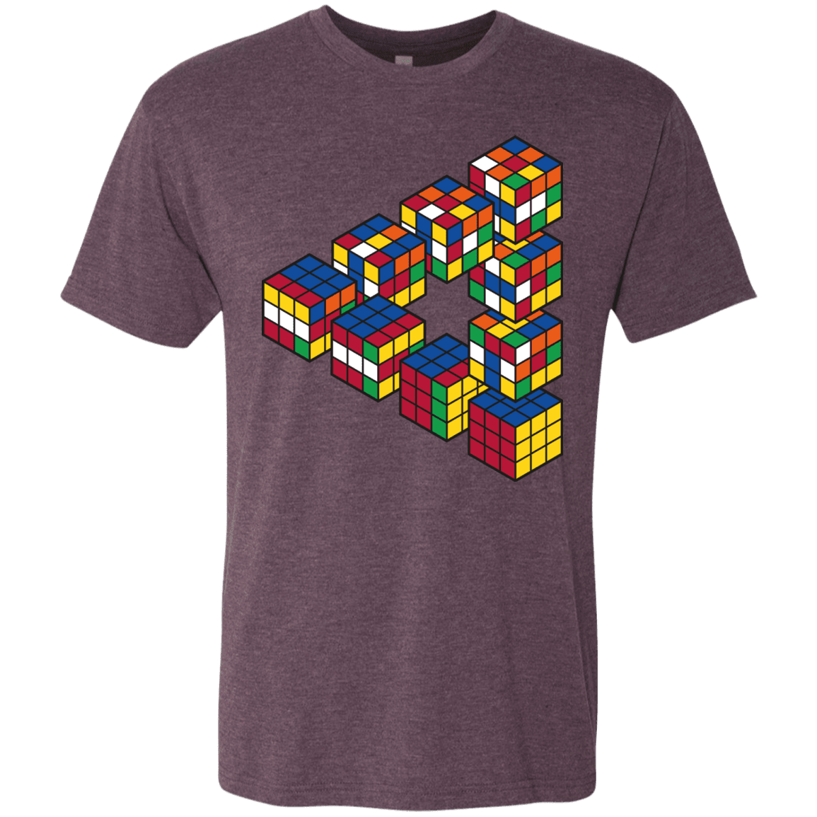 T-Shirts Vintage Purple / S Rubiks Cube Penrose Triangle Men's Triblend T-Shirt