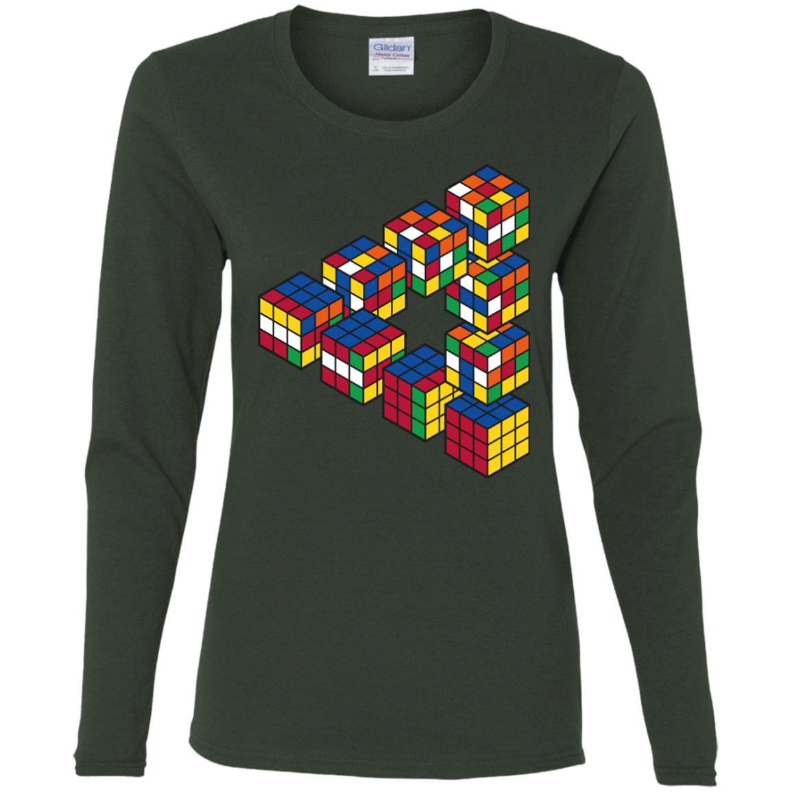 T-Shirts Forest / S Rubiks Cube Penrose Triangle Women's Long Sleeve T-Shirt