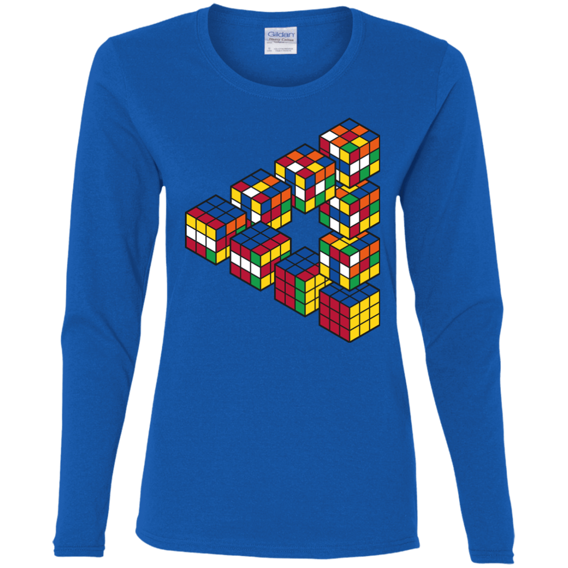 T-Shirts Royal / S Rubiks Cube Penrose Triangle Women's Long Sleeve T-Shirt