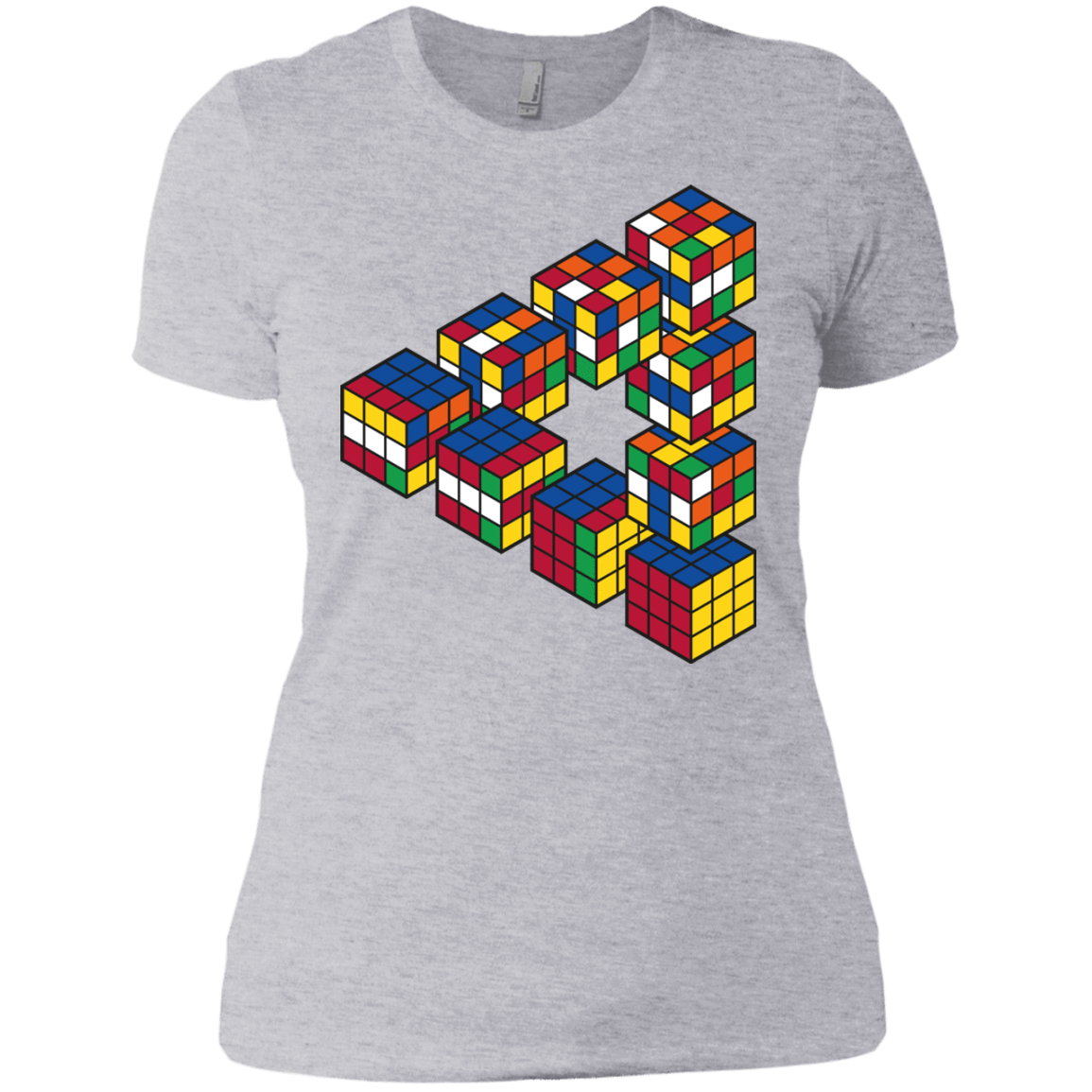 T-Shirts Heather Grey / X-Small Rubiks Cube Penrose Triangle Women's Premium T-Shirt