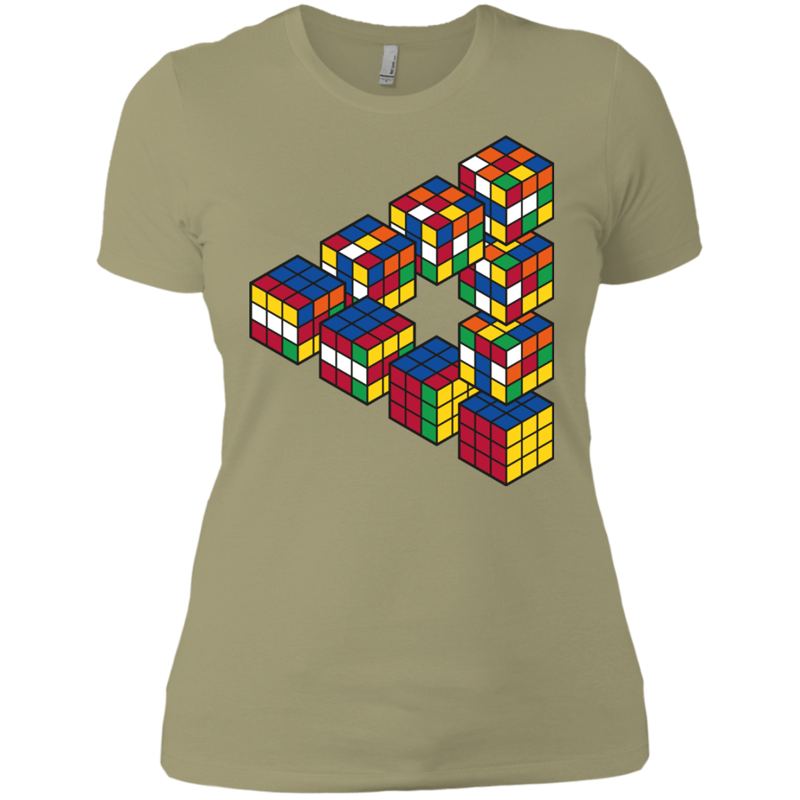 T-Shirts Light Olive / X-Small Rubiks Cube Penrose Triangle Women's Premium T-Shirt