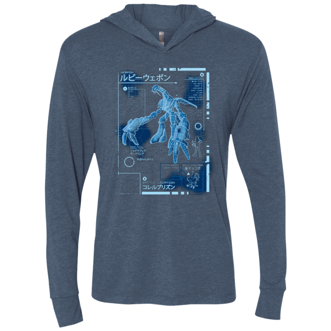 T-Shirts Indigo / X-Small RUBY BLUEPRINT Triblend Long Sleeve Hoodie Tee