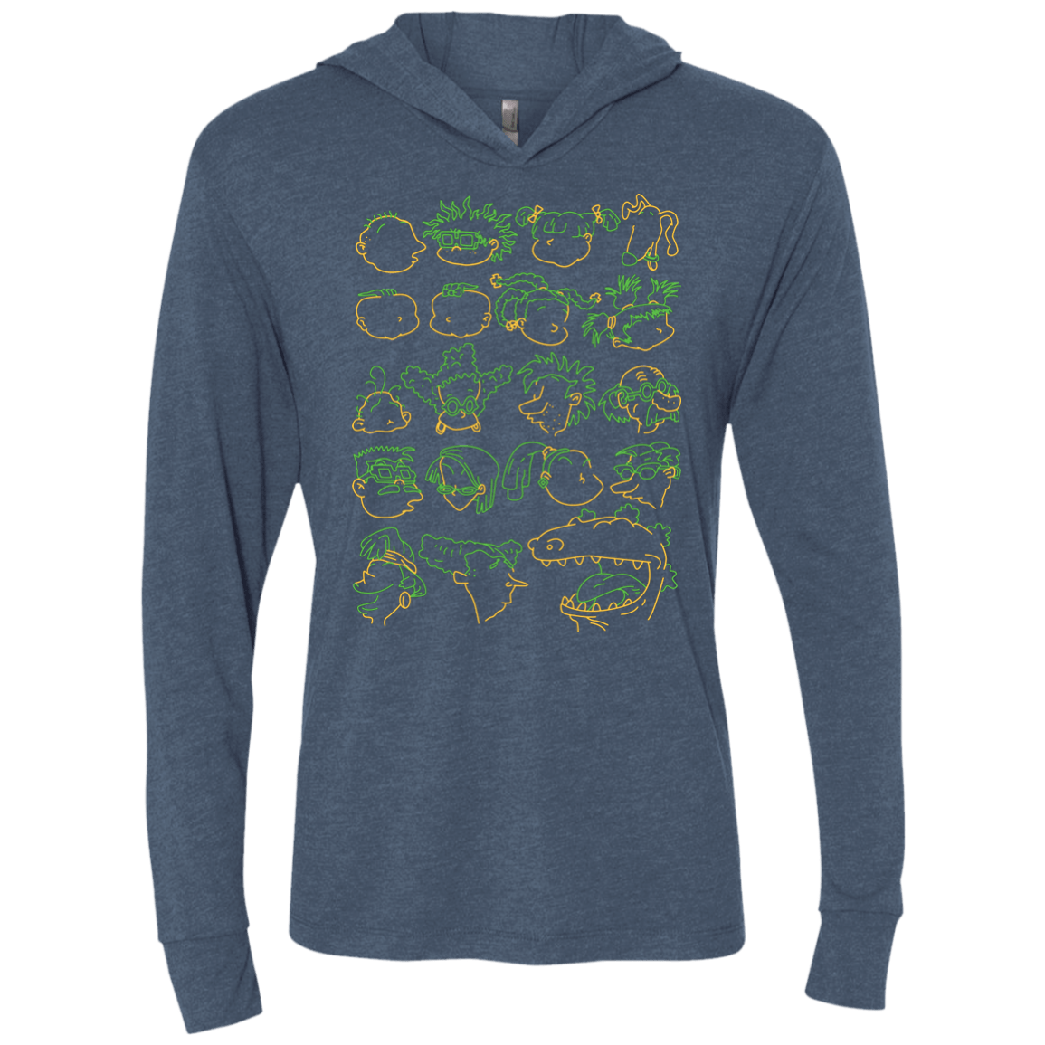 T-Shirts Indigo / X-Small RUGRAT HEADS Triblend Long Sleeve Hoodie Tee