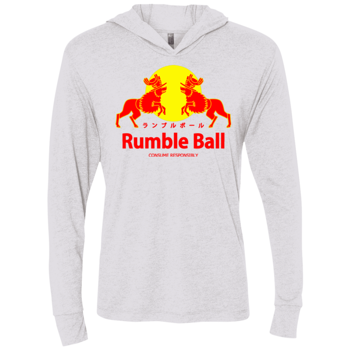 T-Shirts Heather White / X-Small Rumble Ball Triblend Long Sleeve Hoodie Tee