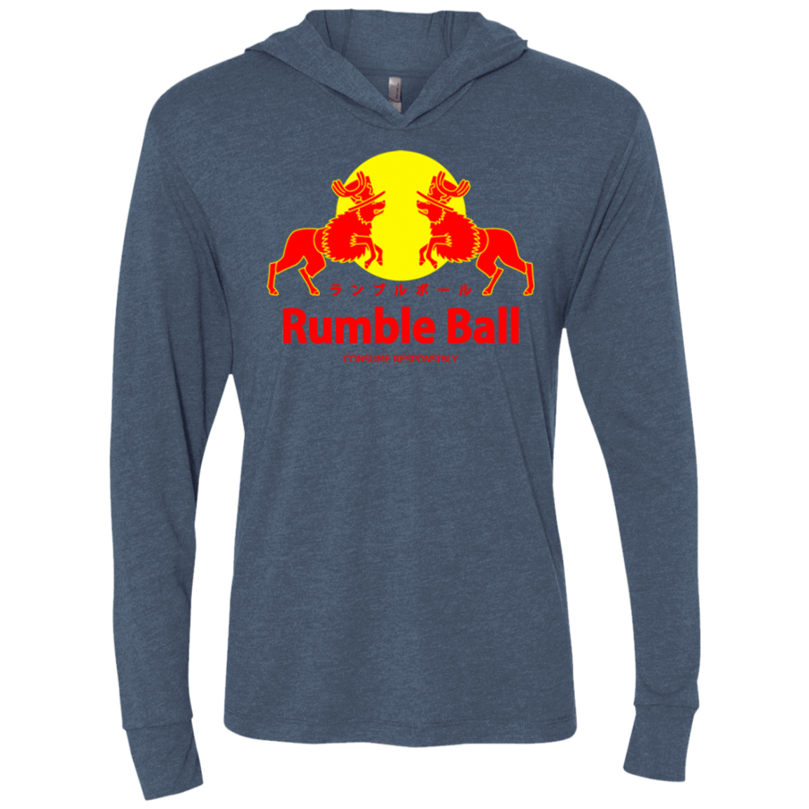 T-Shirts Indigo / X-Small Rumble Ball Triblend Long Sleeve Hoodie Tee