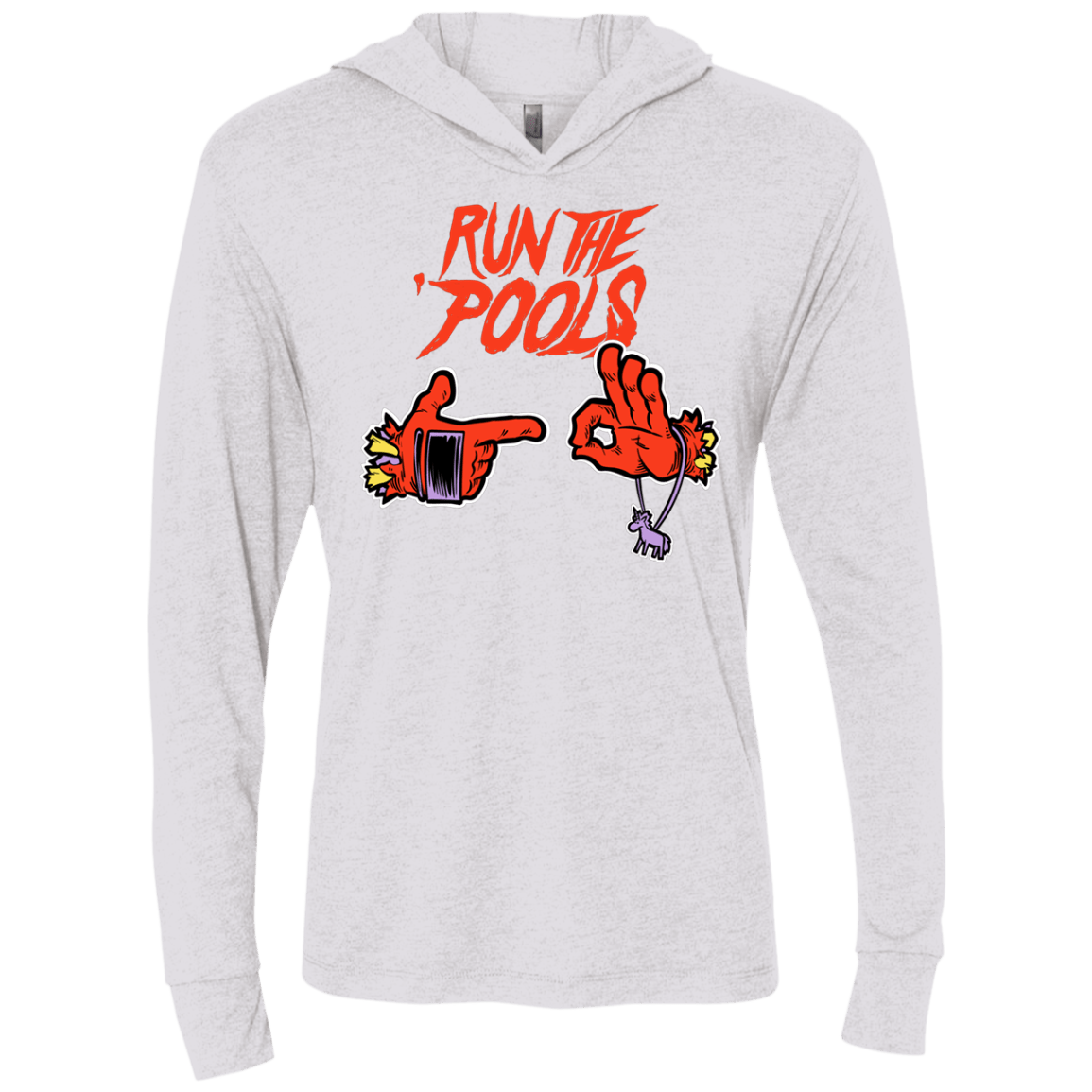 T-Shirts Heather White / X-Small Run the Pools Triblend Long Sleeve Hoodie Tee