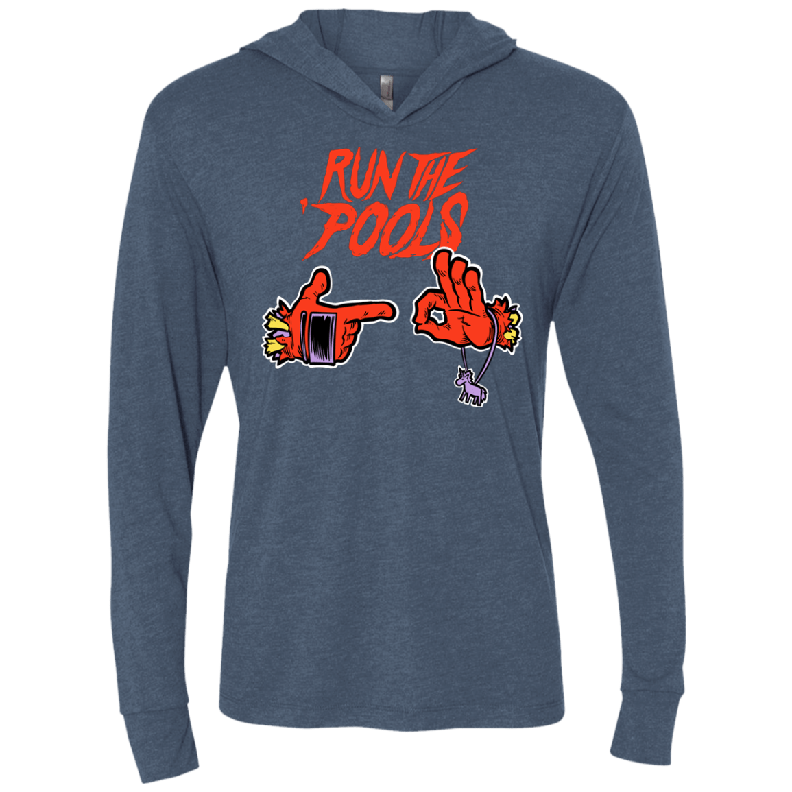 T-Shirts Indigo / X-Small Run the Pools Triblend Long Sleeve Hoodie Tee