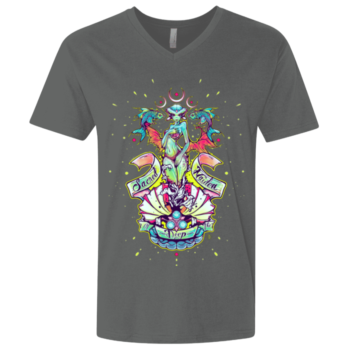 T-Shirts Heavy Metal / X-Small Sacred Maiden of the Deep Men's Premium V-Neck