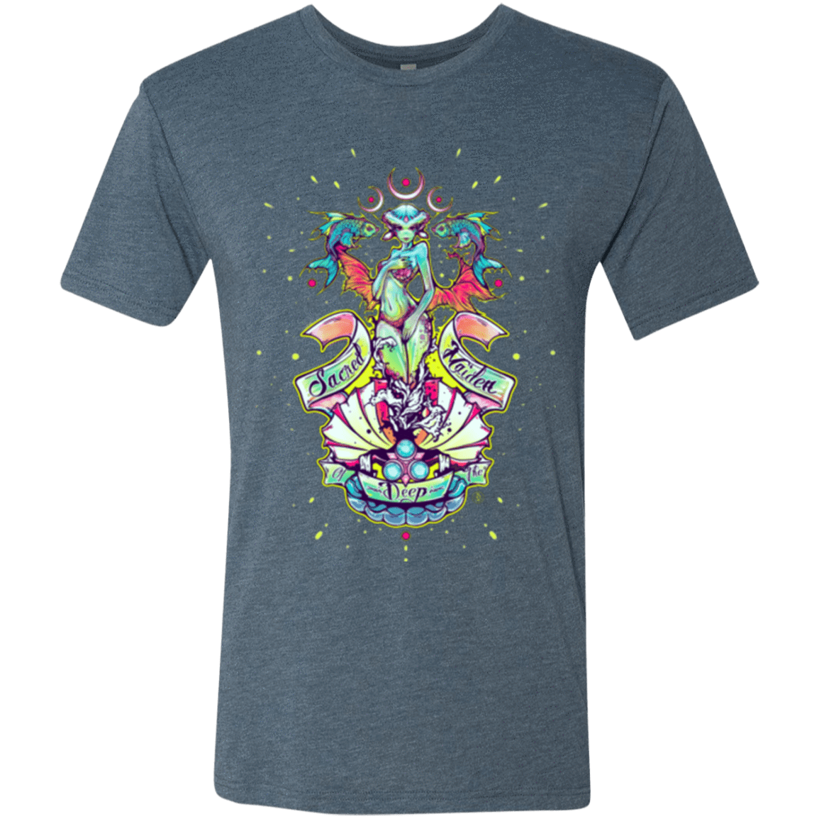 T-Shirts Indigo / Small Sacred Maiden of the Deep Men's Triblend T-Shirt