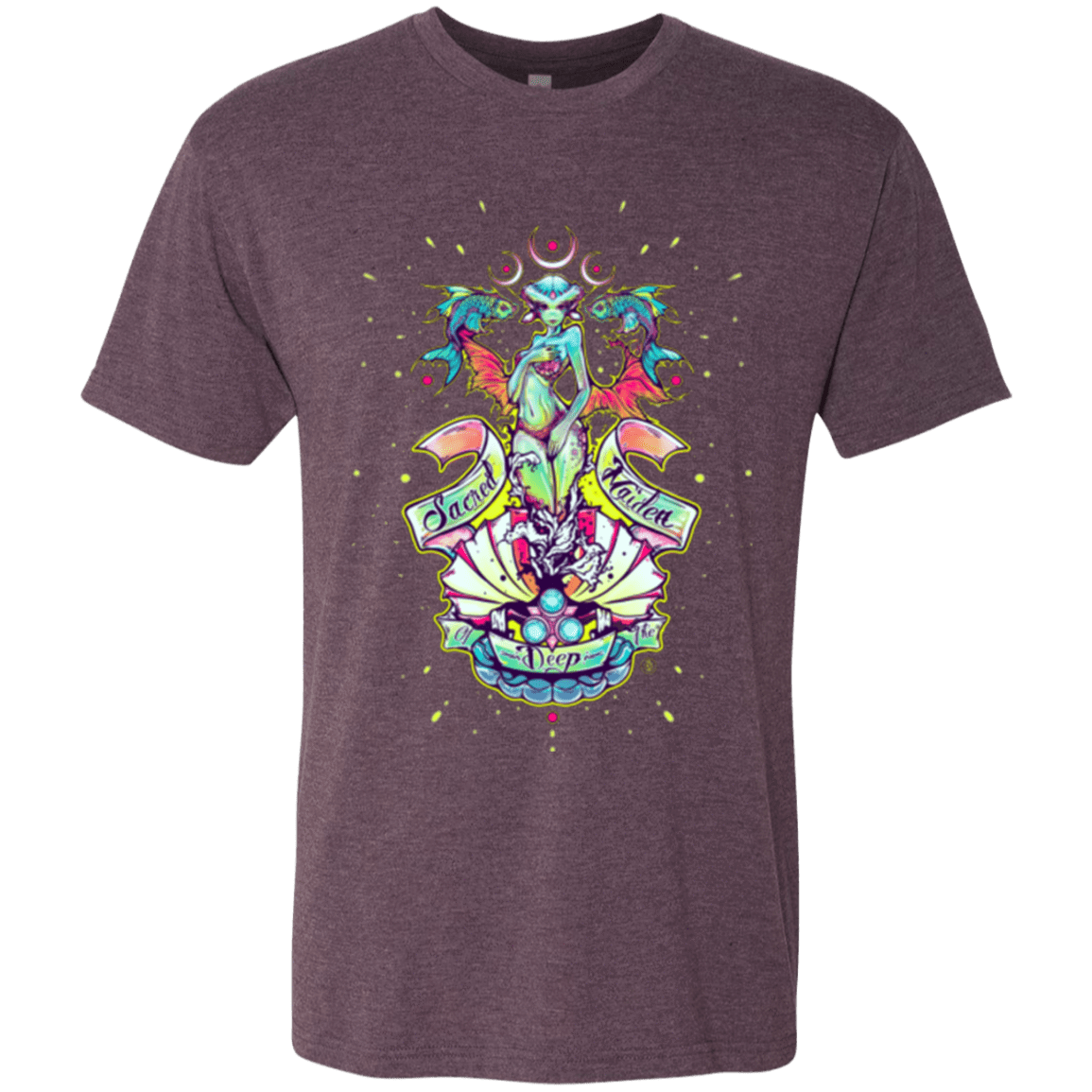 T-Shirts Vintage Purple / Small Sacred Maiden of the Deep Men's Triblend T-Shirt